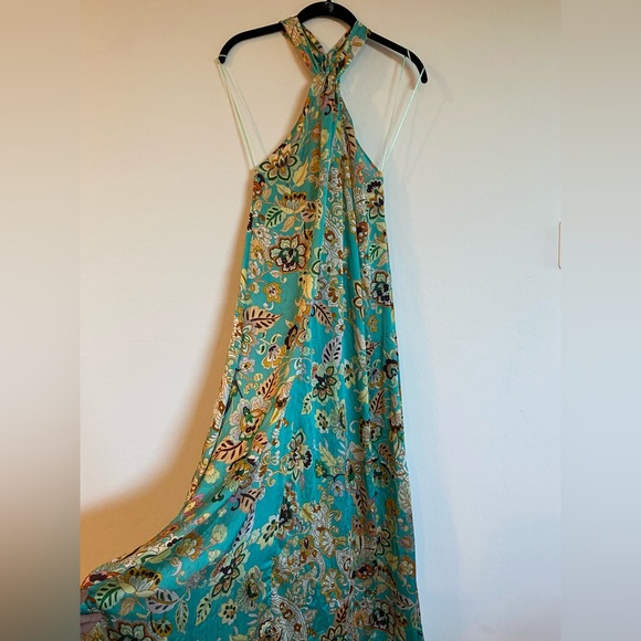 Ara Teal Floral Backless Dress - Picture 4 of 10